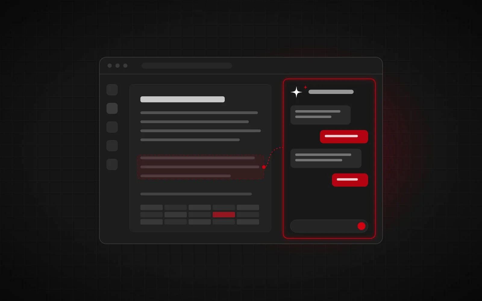 Gemini for Google Workspace illustration: an app window with an AI side panel drafting into a document